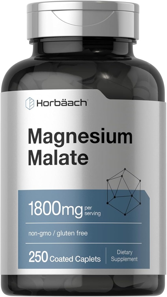 ホルバハチ マグネシウムマレート | 1800mg | 250枚 コーティングカプレット | ベジタリアン・非GMO・グルテンフリー対応サプリメント