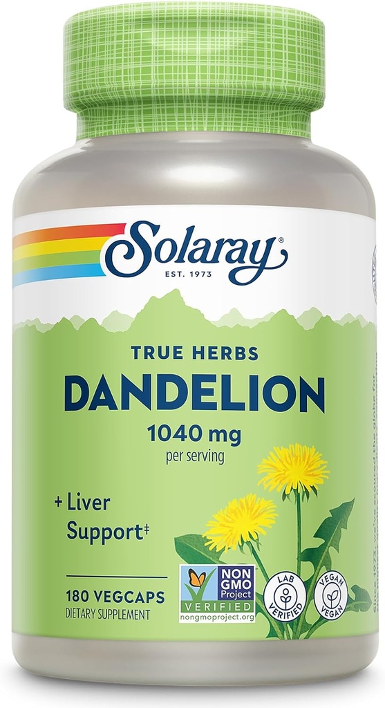 SOLARAY Dandelion Rootサプリメント - ヘルシー腎臓と肝臓のサポート - 1,040 mg/サービング - 完全菜食主義者の, ラボの検証済み, 60日間保証 - 90 給餌, 180 野菜