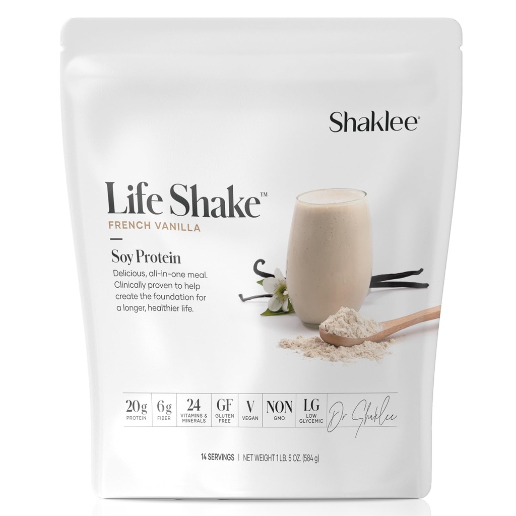 ShakleeライフシェイクTM大豆プロテインフレンチバニラ - 20gプロテイン、6gファイバー、24ビタミン&ミネラルでの完全な食事の交換 - 満足度と健康的な体重をサポート - 非GMO - 14サービング