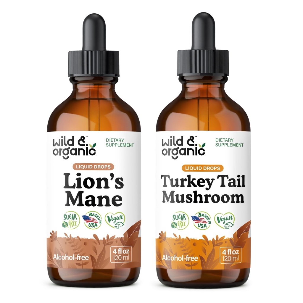 ワイルド&オーガニックライオンのマネ・チンチャー4 fl oz & Turkey Tail Tincture 4 fl oz
