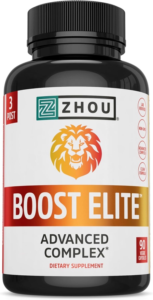 Zhou Boost Elite - エネルギーサプリメント、トリビュラス、フェヌグリーク、ジンセン、マカと男性のための自然な筋肉サポートピル - 90 ベジギーカプセル