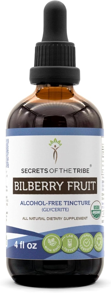 Tribe Bilberryのフルーツのアルコールフリーの液体のエキス、USDAの有機性Bilberry (Vaccinium Myrtillus)の乾燥されたフルーツのチンキの補足(FLのOZ)の秘密