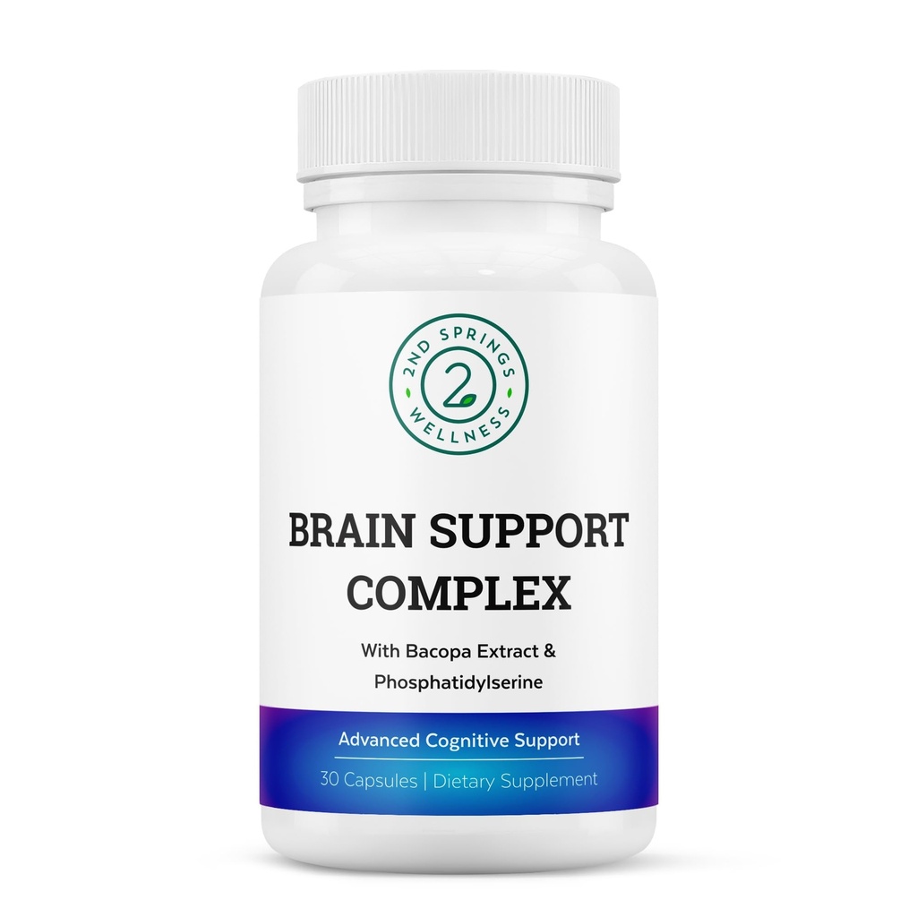 脳サポートコンプレックス - Ginkgo Biloba、Bacopa Monnieri、Phosphatidylserine、Huperzine-A、St. John's Wort - 30 Ctの高度な認知サポートサプリメント