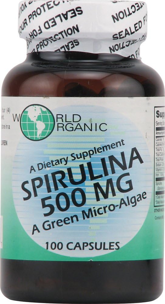 世界有機スピルリナ - 500mg - 100カプセル