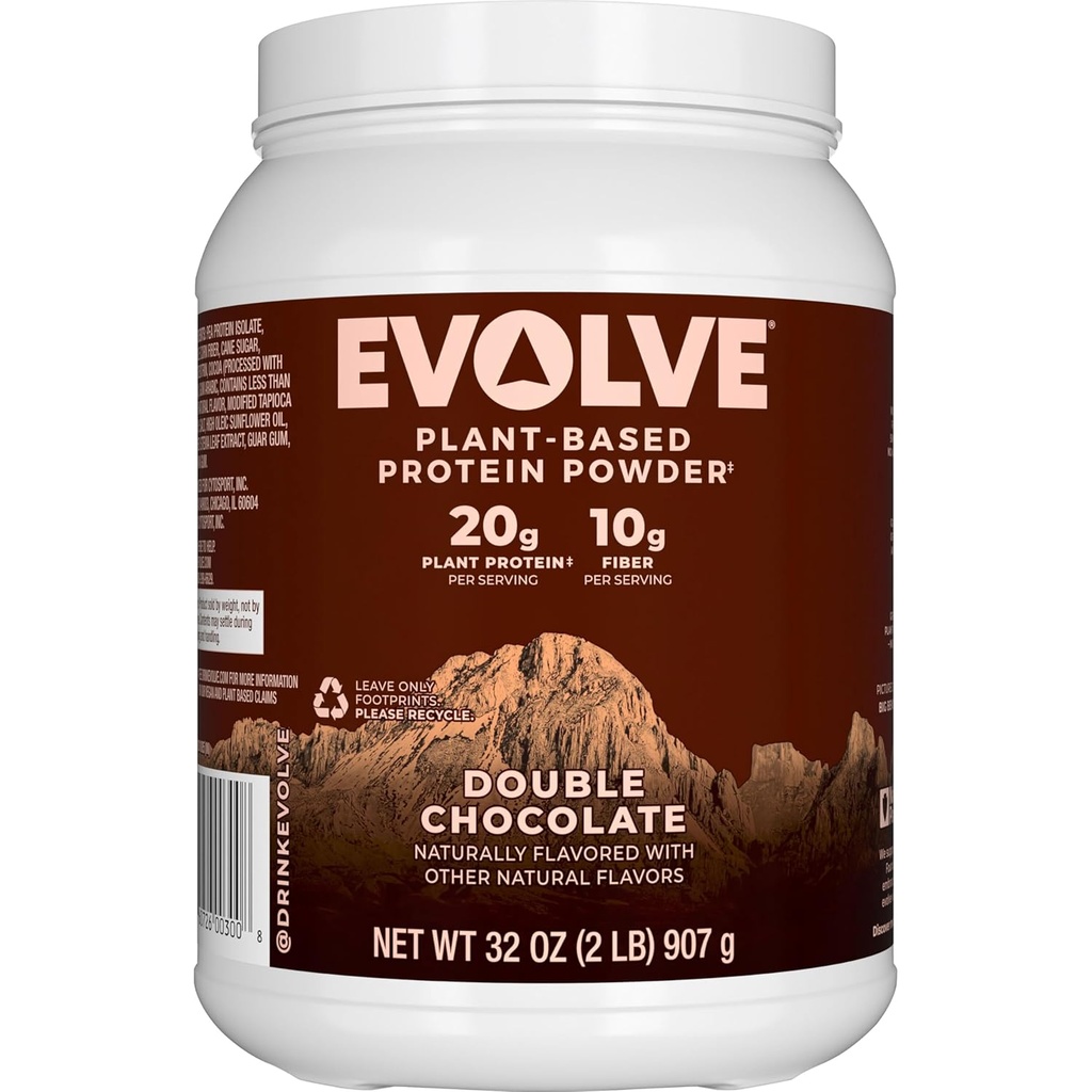 Evolveの植物は蛋白質の粉、二重チョコレート、20gのビーガン蛋白質、酪農場を自由に基づかせていましたり、人工的な味、非GMO、3g繊維、排他的な、2ポンド(パッケージ5月Vary)を着色します