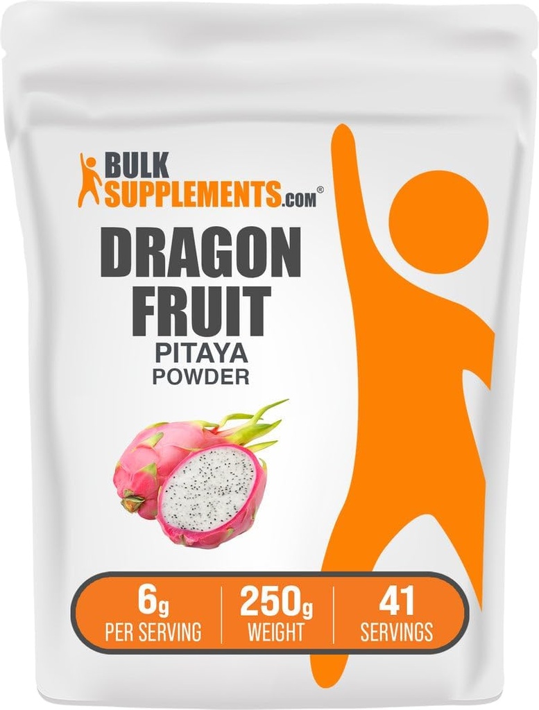BulkSupplements.comドラゴンフルーツパウダー - ドラゴンフルーツサプリメント、ピンクピタヤパウダー - グルテンフリー、6g/サービング、250g(8.8オンス)(パッケージ1)