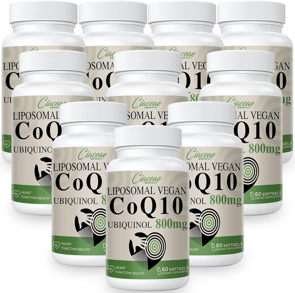 Liposomal CoQ10 800mg Ubiquinol Softgel、最高の吸収のUbiquinol Coenzyme Q10、酸化防止剤のためのUbiquinol CoQ10の補足、中心機能及びエネルギー生産、純粋なCoQ10 800mg、600のビーガンSoftgels
