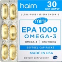 HAIM EPA1000 MINI - 純粋なEPAフィッシュオイルサプリメント - 1,100mg Omega-3 for Heart, Brain & Joint Health - 高効力、バープレスSoftgels - 小さく、簡単に飲みやすいカプセル - 60Softgels - 米国製