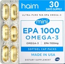 HAIM EPA1000 MINI - 純粋なEPAフィッシュオイルサプリメント - 1,100mg Omega-3 for Heart, Brain & Joint Health - 高効力、バープレスSoftgels - 小さく、簡単に飲みやすいカプセル - 60Softgels - 米国製
