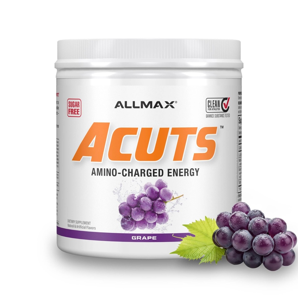 AllMAX Nutrition AMINOCUTS(ACUTS)、アミノCharged Energy Drink with Taurine、L-Carnitine、Green Coffee Bean Extract、Grape、30サービング