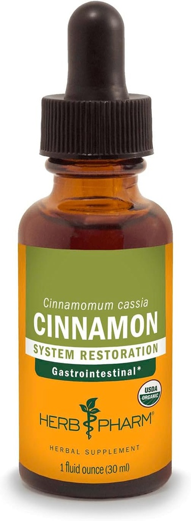 Herb Pharm Certified Organic Cinnamon Liquid Extract for Cardiovascular and Circulatory Support - 1 Ounce