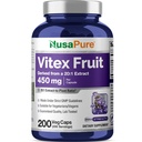 NusaPure Vitex Chasteberry フルーツ 20:1 エキス, 450 mg 相当 9,000 mg 200 ビーガンカプセル - 非GMO, ビーガン栄養補助食品