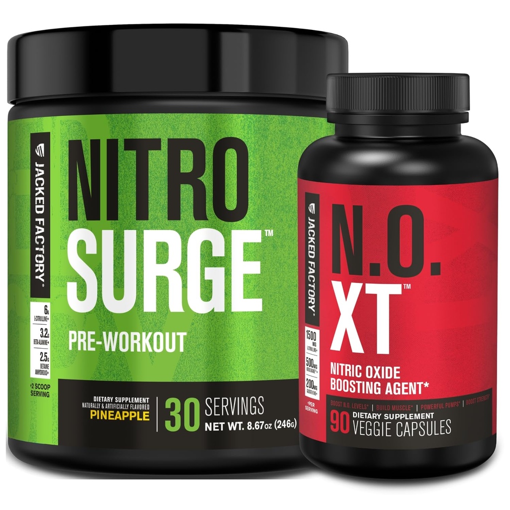 ジャック工場 Nitrosurge プレワークアウト に パイナップル & N.O. XT Nitric Oxide ブースター のために 男性 & 女性