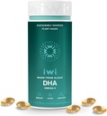 Iwi DHA Omega-3, 60 Softgels (30 サービング), 植物ベースの藻オメガ 3, 脳, 目 & 神経系サポート 栄養補助食品, キルト & 魚油代替品, 魚介の後味なし