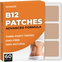 B12パッチ(60パック) - 女性と男性のための100%ナチュラルパッチ - フィリング、エネルギー、フォーカス&ボディサポート - 強化式