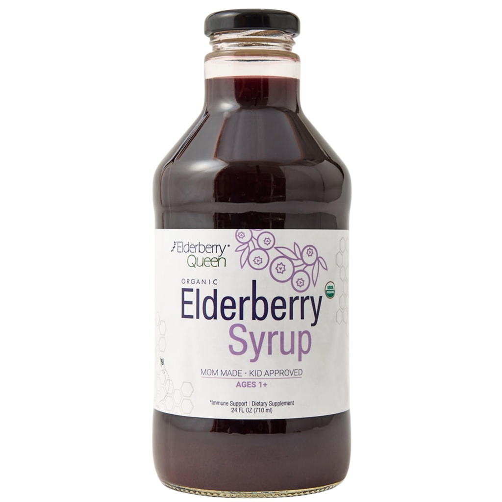 エルダーベリークイーンオーガニックエルダーベリーシロップ24 Fl Oz - サムブカスブラックエルダーベリー&アロニアベリーと免疫サポートフォーミュラ - 子供のための純粋な自然認定オーガニックエルダーベリーシロップ
