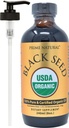 プライムナチュラルオーガニックブラックシードオイル8oz | 冷間プレス未精製ハイティモキノン 1.7% USDA 認定 | トルコ産 純正ニゲラサティバ液 | ビーガンオメガ3 6 9, 酸化防止剤