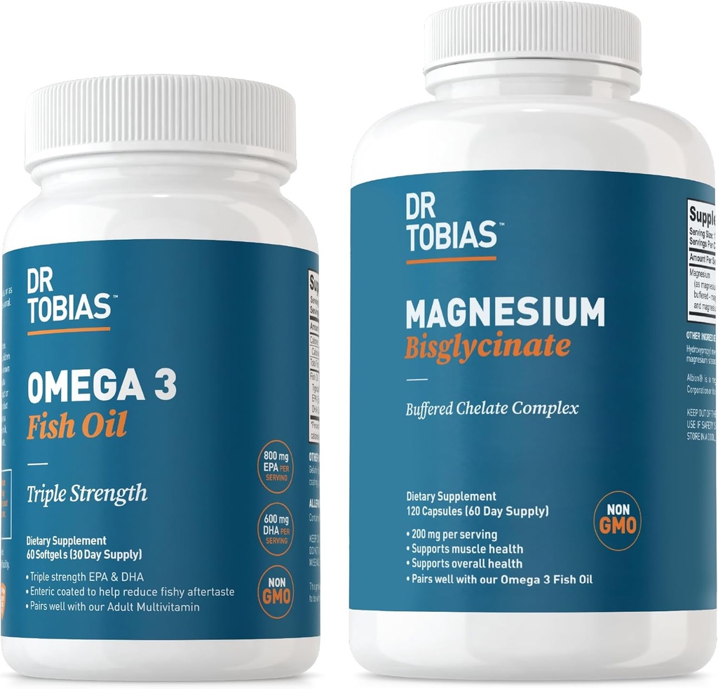 Dr. Tobias Omega 3の魚油及びマグネシウムのBisglycinateの補足、高い吸収、サポート中心、頭脳、免疫、エネルギー、筋肉、骨及び接合箇所の健康、非GMO