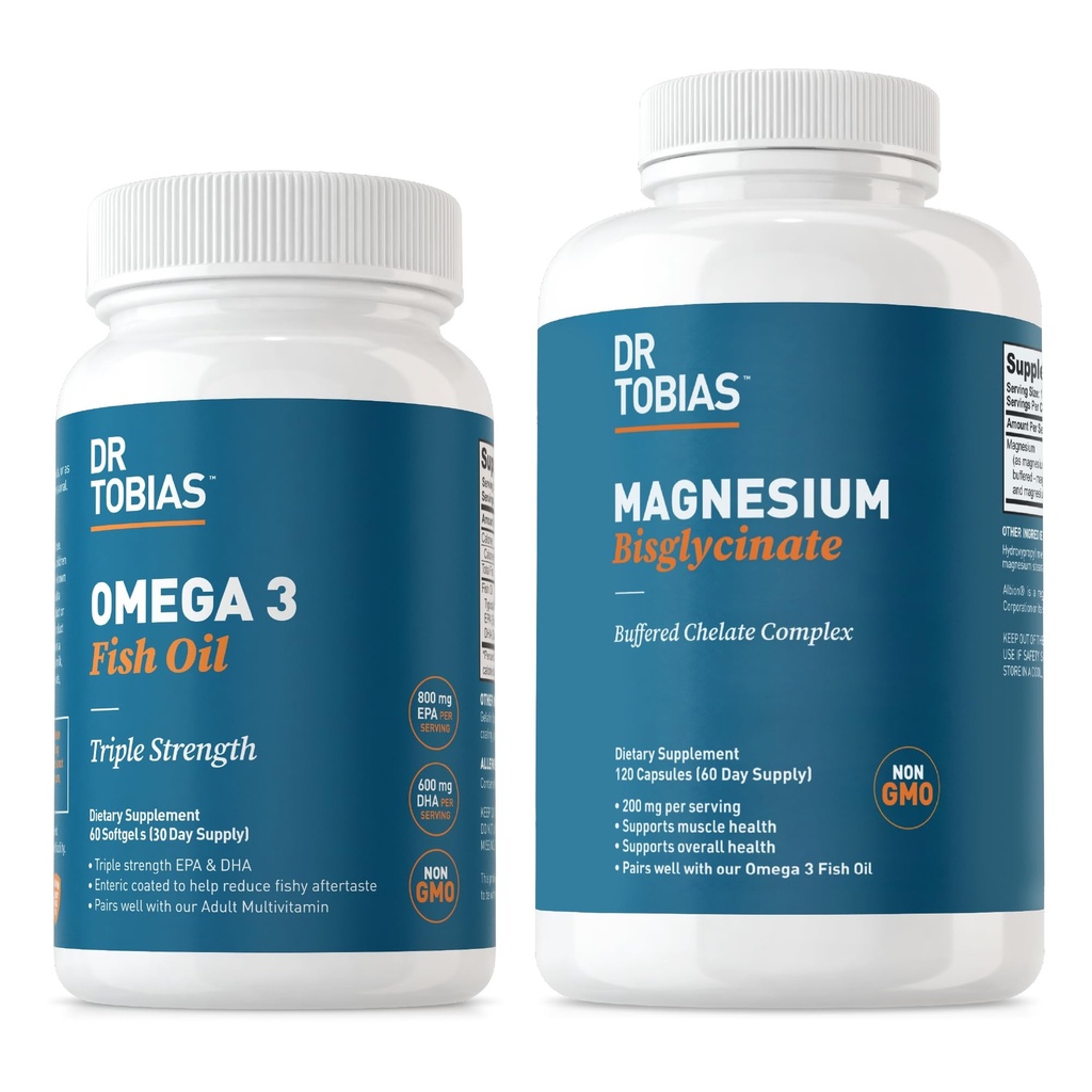 Dr. Tobias Omega 3の魚油及びマグネシウムのBisglycinateの補足、高い吸収、サポート中心、頭脳、免疫、エネルギー、筋肉、骨及び接合箇所の健康、非GMO
