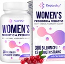 Vaginal Probiotics for Women - 300 Billion CFUs 12 Strains Probiotics with Prebiotic, Organic Cranberry Extract Daily Women's Probiotic for Vaginal, Urinary, Digestive, Gut, Immune Health, 60 Capsules