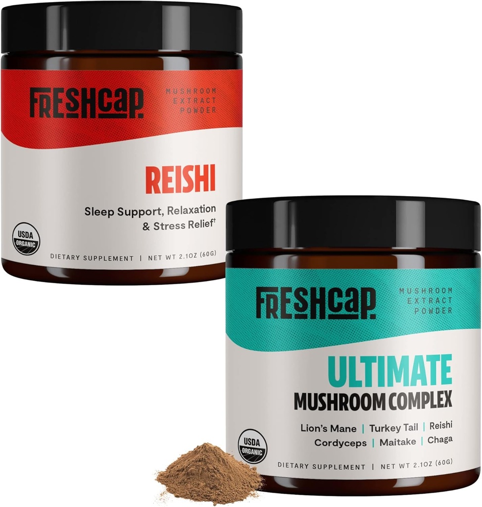 FreshCapのきのこの圧力束(Reishiの粉および最終的なきのこの複雑な粉)