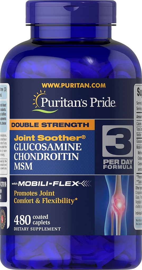 Puritan's Prideグルコサミン、コンドロイチン&MSMカプセル、3日フォーミュラ