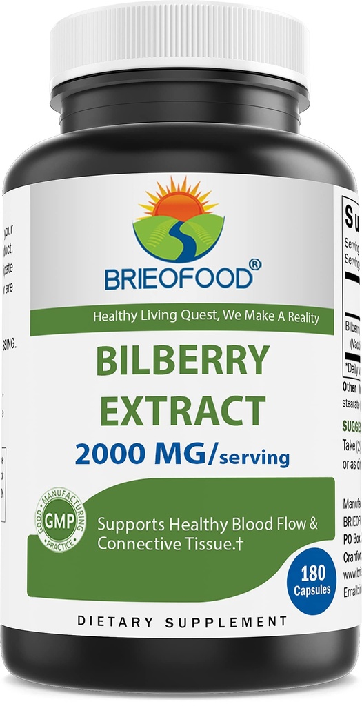 BrieofoodのBilberryのエキス180のカプセルをサービングごとの2000のmg
