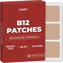 VIORY B12パッチ(60パック) - 女性と男性のための100%ナチュラルパッチ - フィリング、エネルギー、フォーカス&ボディサポート - 強化式