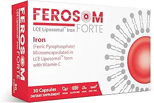 LCEリポソマル鉄カプセル - ビタミンCの30mg元素鉄 - 女性と男性のための穏やかなサプリメント - 簡単にスワロビーガンカプセル、30カウント