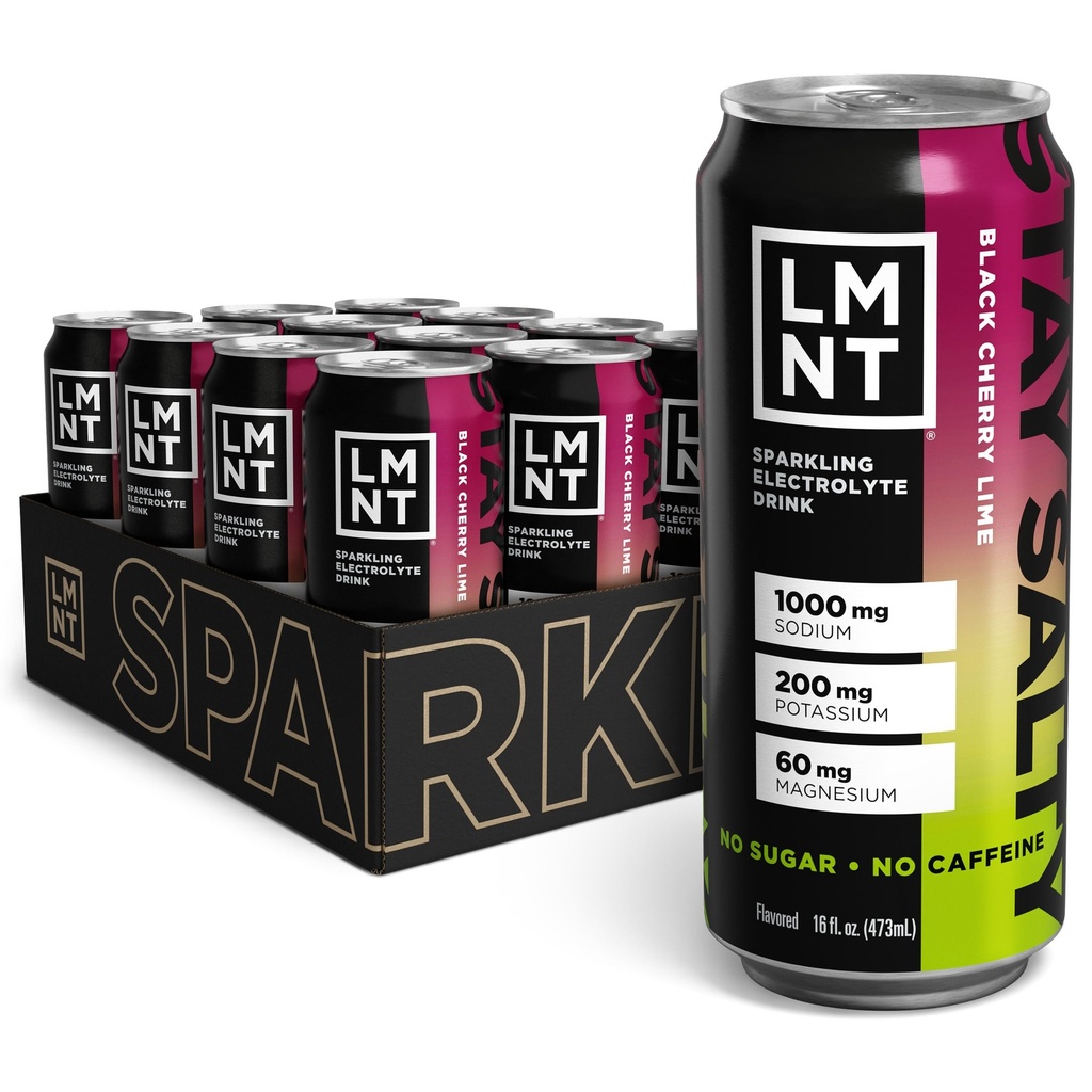 ドリンクLMNTスパークリング 電解ドリンク - ブラックチェリーライム | 12カウント