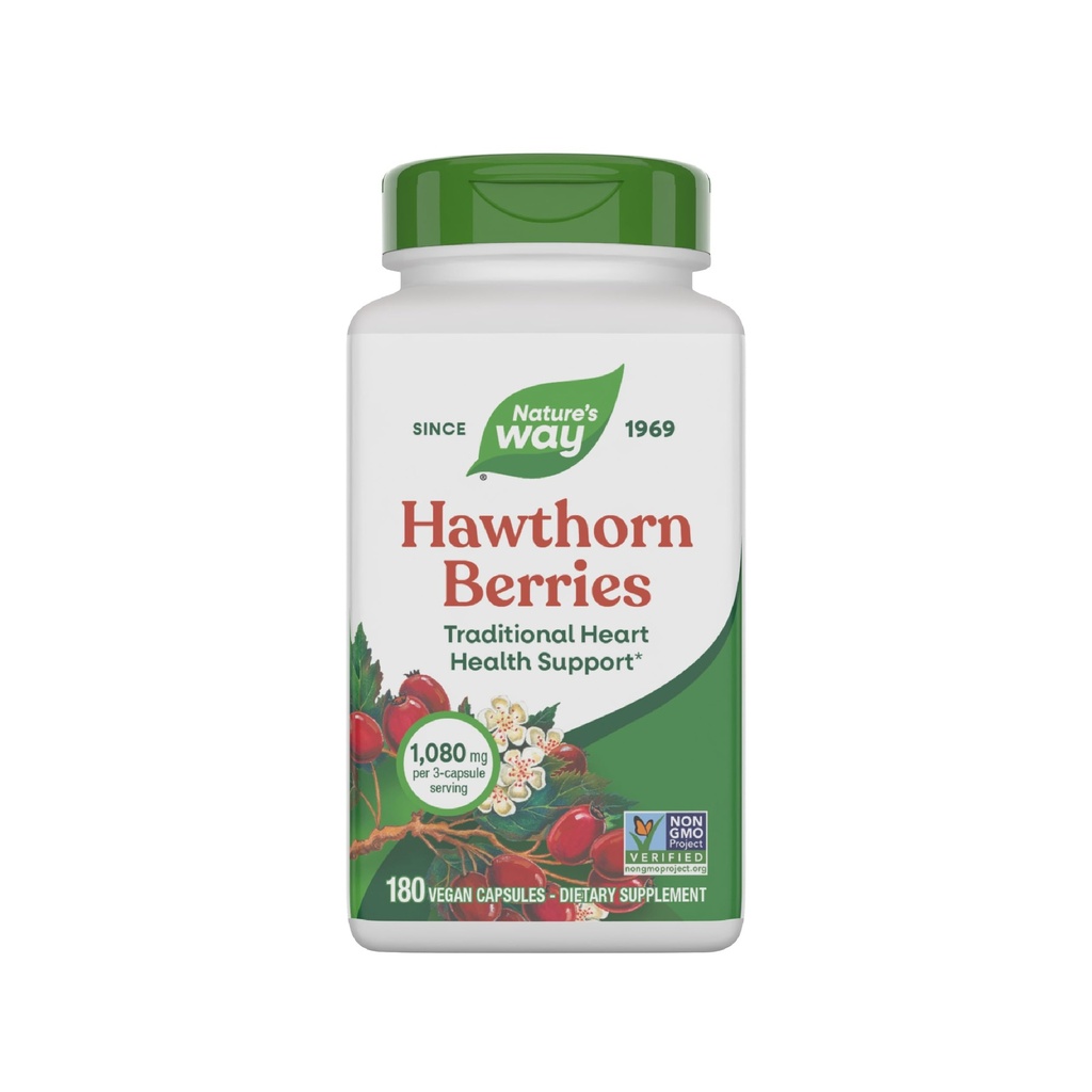 Nature's Way Hawthorn Berries - 心の健康のための伝統的なサポート* - 非GMOプロジェクト検証 - ハーブサプリメント - グルテンフリー - 180ビーガンカプセル
