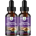 Natures Craft USDA Organic Ashwagandha Liquid Drops - ストレスと気分のサポートのための液体アシュワガンダルート抽出物 - Tasty Adaptogenic Tincture 非GMOビーガングルテンアルコールと砂糖無料(2パック)