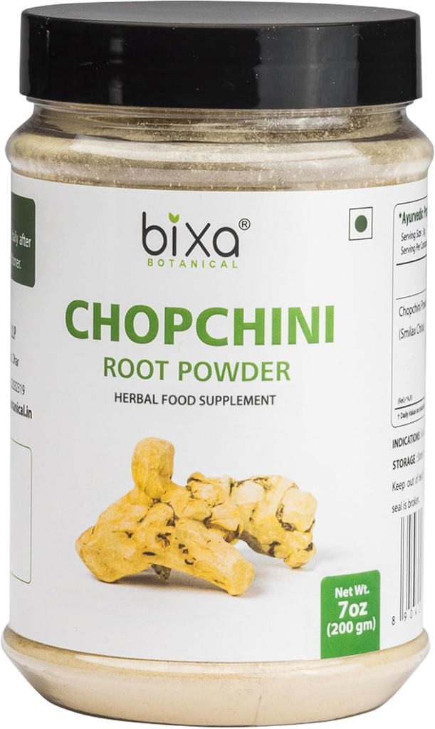 bixa BOTANICAL Chopchini ルートパウダー | Smilax 中国 200 グラム / 7 OZ | Ayurvedic ハーブサプリメント | グルテンフリー、非GMO、蒸気処理、ビーガン、100% 純粋な。