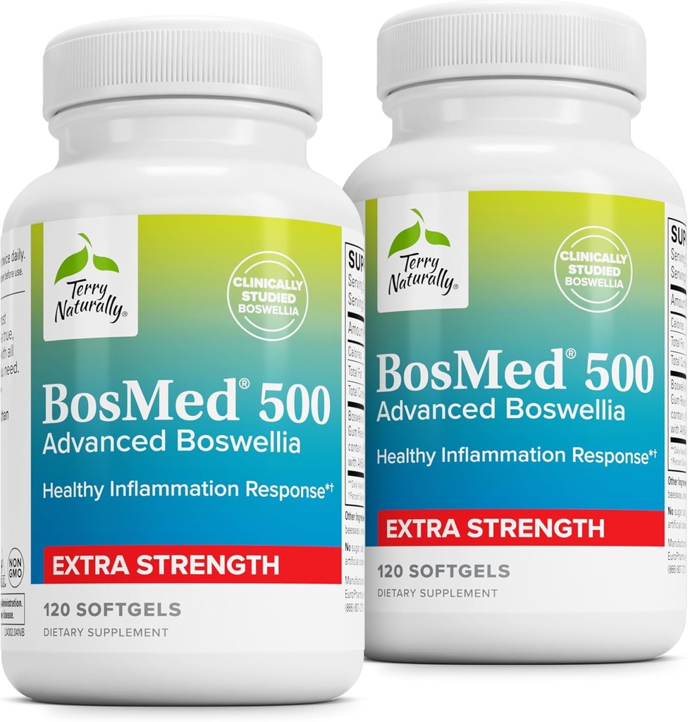 Terry Naturally BosMed 500 Extra Strength - Boswellia Serrata Extract Supplement - ヘルシーな肺のサポートのためのサプリメント - AKBAの高いレベルのハーブサプリメントフォーミュラ - 120 Softgels(パッケージ2)