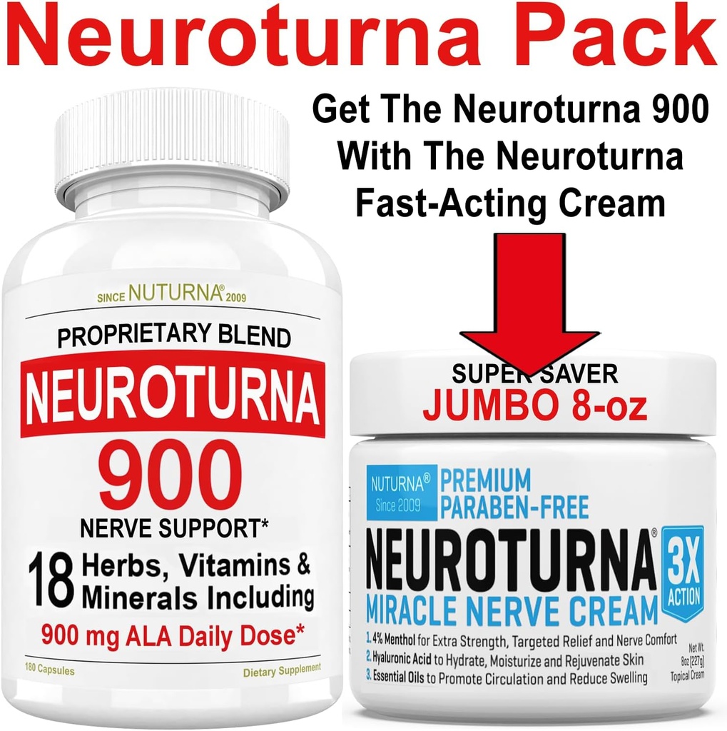 Nerveの救助のクリーム8のozプラスNeuroturnaのNerveサポート900のmg ALAサポート