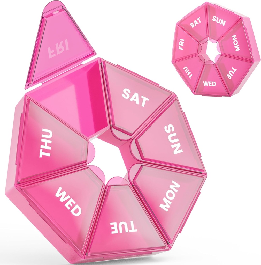 週刊ピルオーガナイザー、2パックポータブルピルボックス薬箱ケース6色(セブンデー)ビタミン/魚油/錠剤/サプリメント - 関節炎フレンドリー(赤)