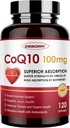 ZEBORA CoQ10-100mg-Softgels with PQ、BioPerine及びOmega-3、高吸収の補酵素Q10の補足、強力酸化剤、サポート中心及びエネルギー生産120のサービング、非GMO