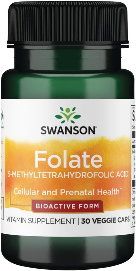 Swanson Folate (5-Methyltetrahydrofolicの酸) 400のmcg 30のVegeのカプセル