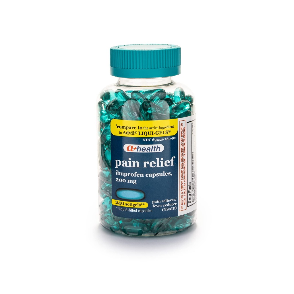 A+Health Ibuprofen 200のMgのSoftgelsの痛みのReliever/Feverの減力剤(NSAID)、240の計算
