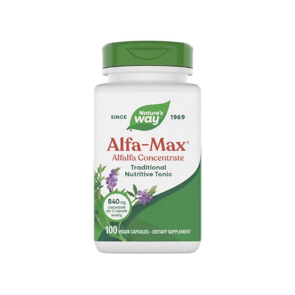 Nature's Way Alfa Max - Alfalfa サプリメント - Alfalfa リーフ, 茎 & 花 - グルテンフリー & ビーガン - 100 カプセル