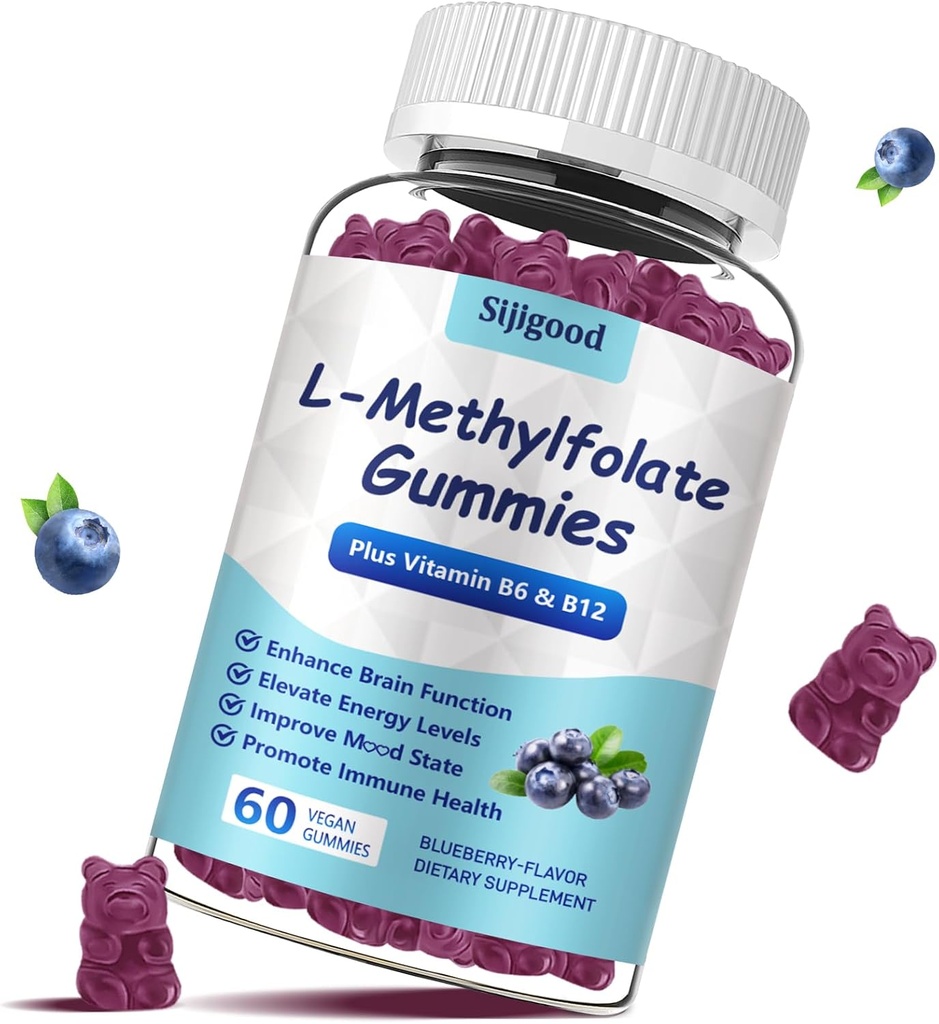 メチルB12のL-Methylfolateのグミ - 気分を増強して下さい、頭脳の健康を最大限に活用して下さい及び免疫システムを強化して下さい。 ブルーベリー味 60 カウント.