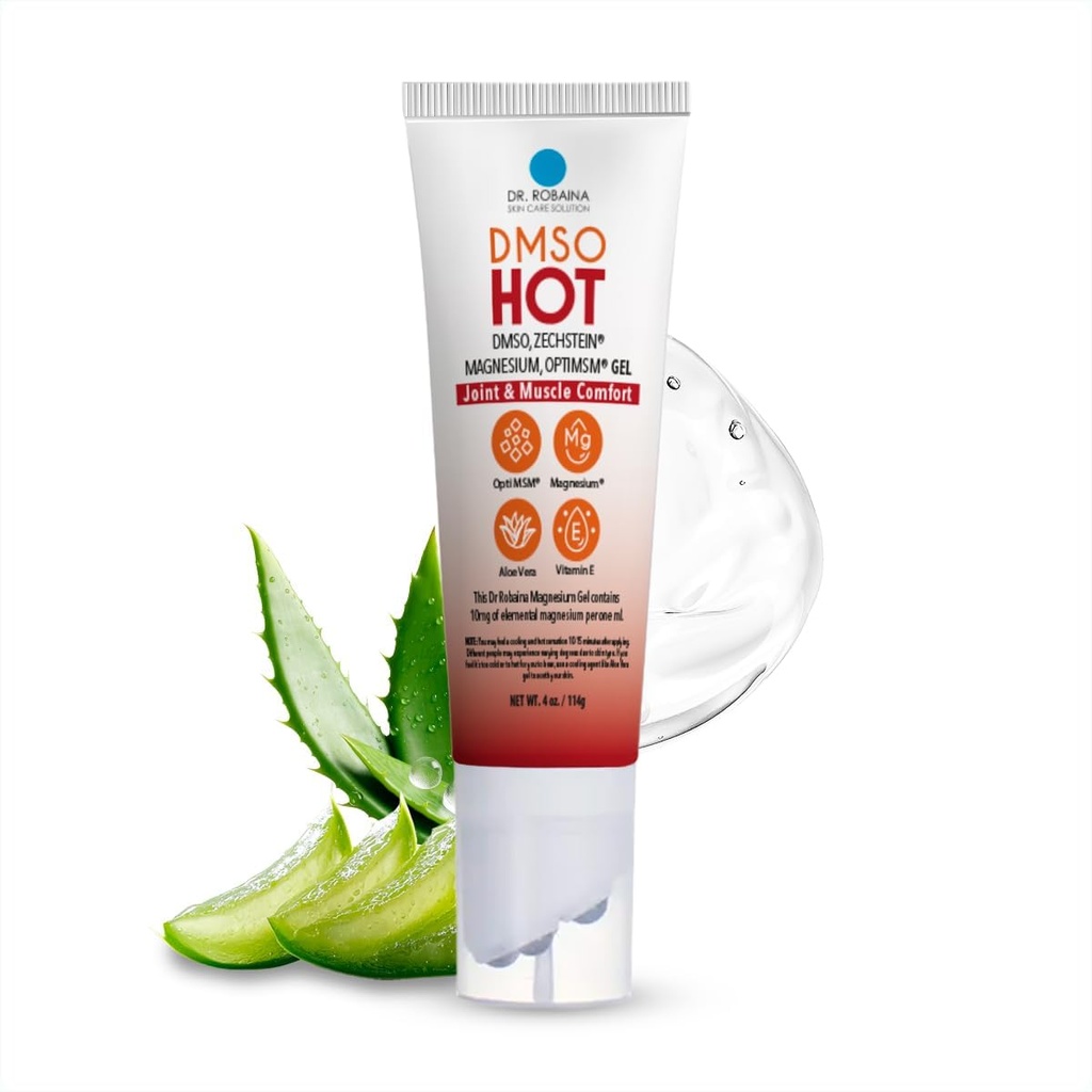 Dr. Robaina DMSO HOT Roll-On - 99.9% Pure Pharmaceutical Grade | Multi-Ball Applicator for Targeted Heat | Zechstein Magnesium, MSM, Arnica, Aloe Vera, Vitamin E - 4 oz | Made in USA