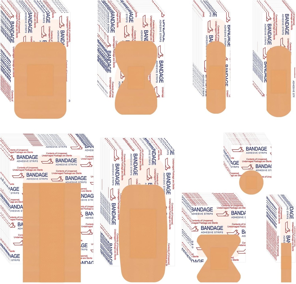 VAIPI 880のパックの包帯のバラエティ パックの防水指先はさまざまなサイズを包帯します ファースト・エイドの供給 分類された付着力の生地の包帯 傷の心配のためのバルク通気性の蝶包帯 (9様式)