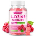L-Lysine 1000mgグミー、大人&子供のためのリジンサプリメント、唇&経口健康のためのエッセンシャルアミノ酸サプリメント、ブースト免疫&コラーゲン&カルシウム、砂糖フリー、ラズベリー味、60カウント