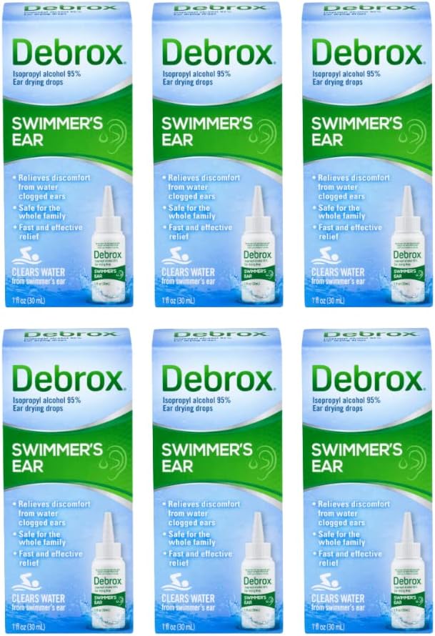 Debrox Swimmer's Ear Drying Drops for Adults & Kids, 1 Fl oz. (Pack of 6)