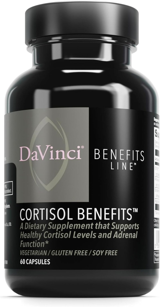 DaVinci Labs Cortisol Benefits - Dietary Supplement to Support Healthy Cortisol Levels and Adrenal Health - With Ashwagandha Extract, Rhodiola Rosea Root and More - Gluten-Free -60 Vegetarian Capsules