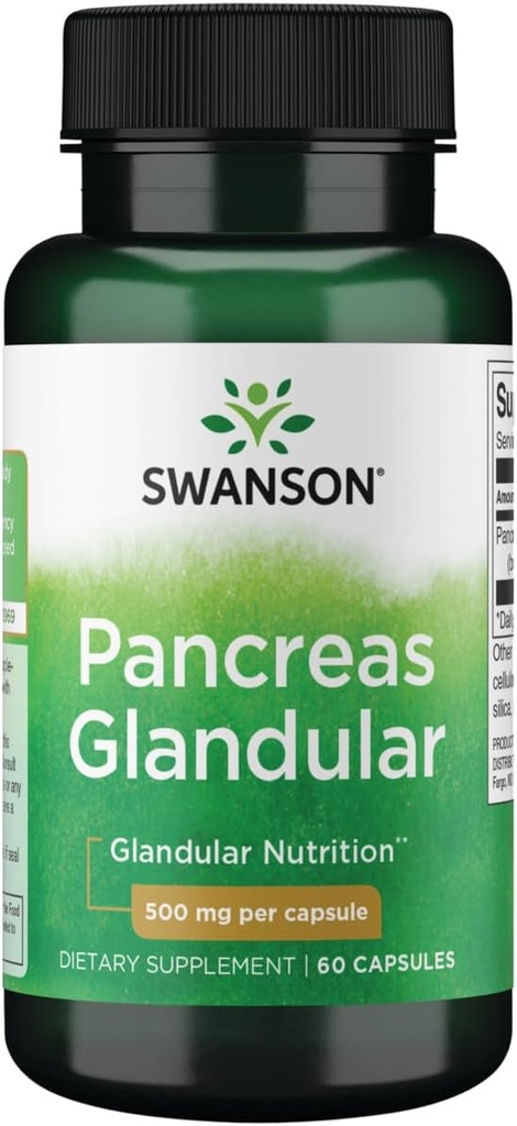 Swansonの未加工Pancreas Glandular 500のミリグラム60のカプセル