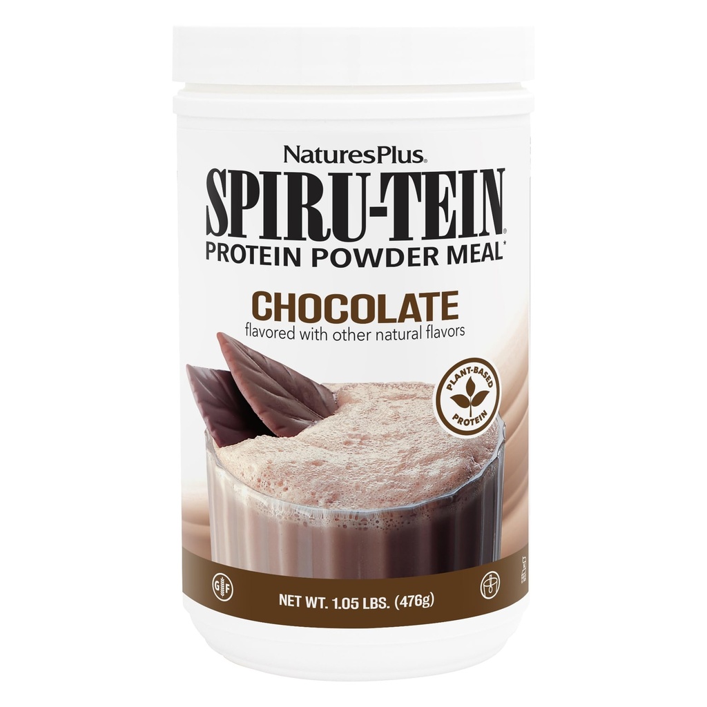 Natures Plus SPIRU-TEIN、チョコレート - 1.05 lb - 植物ベースのプロテインシェイク - Non-GMO、ベジタリアン、グルテンフリー - 17 総サービング