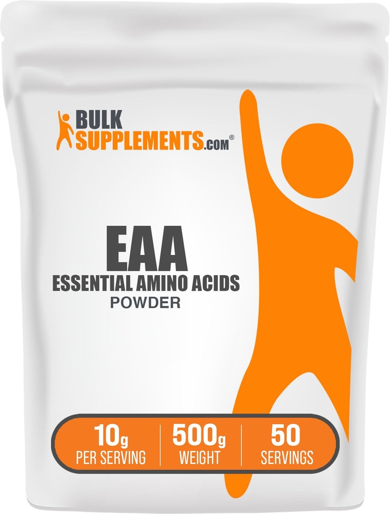 BulkSupplements.com エッセンシャルアミノ酸パウダー - エッセンシャルアミノ酸サプリメント、 EAAパウダー - Unflavored&グルテンフリー、給餌ごとに10g、500g(1.1ポンド)(パッケージ1)