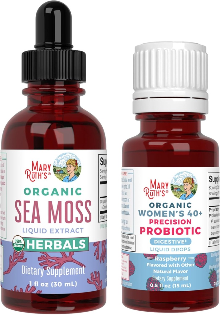MaryRuth Organics Probiotic Digestion(ラズベリー) for Women 40+ & Sea Moss Drops | USDA Organic クリーンラベルプロジェクト Verified® | ビタミン・サプリメント | ヴィーガン・非GMO・グルテンフリー